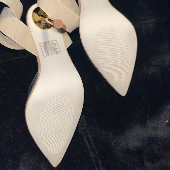 New Azalea Wang Nude Pat + Pvc sling back heel Size 8.5 - Picture 4 of 5